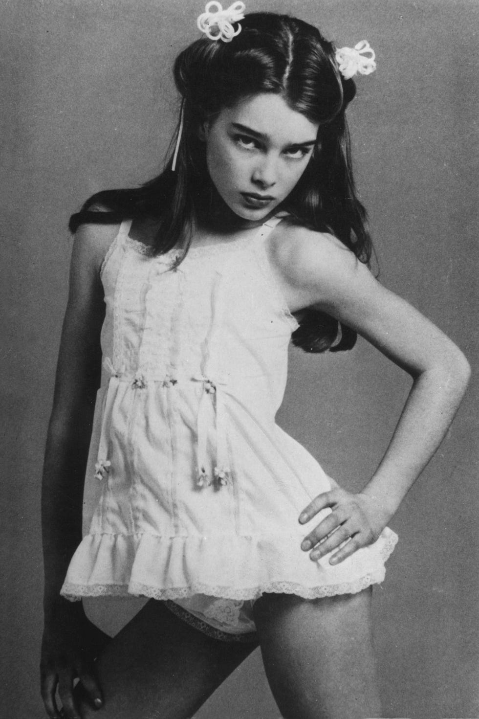 <p>A 12-year-old Brooke Shields appeared nude for her role as a preteen prostitute in <i>Pretty Baby</i>. </p>