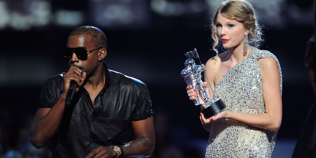 Kanye West Reprises Taylor Swift VMA Moment At a Friend's Wedding ...