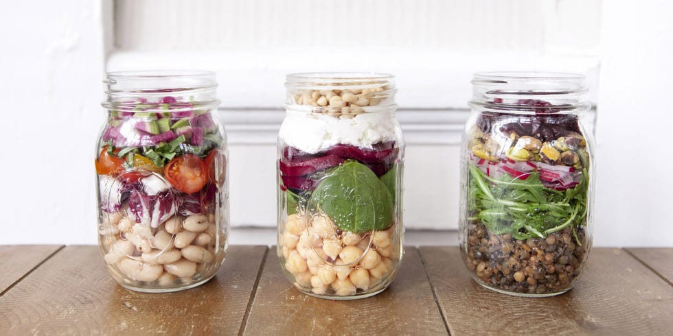 <p><a href="http://howyouglow.com/3-mason-jar-salads-pulses/#" target="_blank">3 Mason Jar Salads<br><br>
	</a>
</p><p>By Jessie Groveman & Tara Sowlaty of <a href="http://howyouglow.com/" target="_blank">How You Glow</a>
</p><p><strong>Ingredients:<br><br>
	</strong>
</p><p><strong></strong><em>Lentil Salad</em><br>
</p><ul>
<li>Lentils</li>
<li>Arugula </li>
<li>Dried cherries</li>
<li>Pistachios</li>
<li>Radish + sherry vinegar </li>
<li>A splash of extra virgin olive oil</li>
</ul><p><em>Chickpea Salad</em>
</p><ul>
<li><span class="redactor-invisible-space">C</span>hickpeas</li>
<li>Mixed greens</li>
<li>Beets</li>
<li>Goat cheese</li>
<li>Pine nuts + lemon juice</li>
<li>A splash of extra virgin olive oil
	</li>
</ul><p><em>White Bean Salad</em>
</p><ul>
<li>White beans</li>
<li>Radicchio</li>
<li>Tomatoes</li>
<li>Basil</li>
<li>Watermelon radish</li>
<li>Balsamic vinegar </li>
<li>A splash of extra virgin olive oil</li>
</ul><p><strong>Directions:</strong>
</p><ul>
<li>Place cooked pulses at the bottom, filling about ¼</li>
<li>Next layer the greens, this should fill the jar ¾ of the way</li>
<li>The ¼ left at the top should be where you add in your nuts, cheese, radish, and extra crunchy bits</li>
<li>When you're ready to eat your salad, top with just a dash of olive oil and some acidity like vinegar and lemon juice, and some salt and pepper. Shake it up, and you're ready to dig in!</li>
</ul>