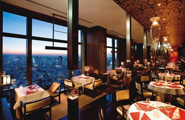 Lighting, Interior design, Tablecloth, Glass, Furniture, Room, Table, Restaurant, Interior design, Linens, 