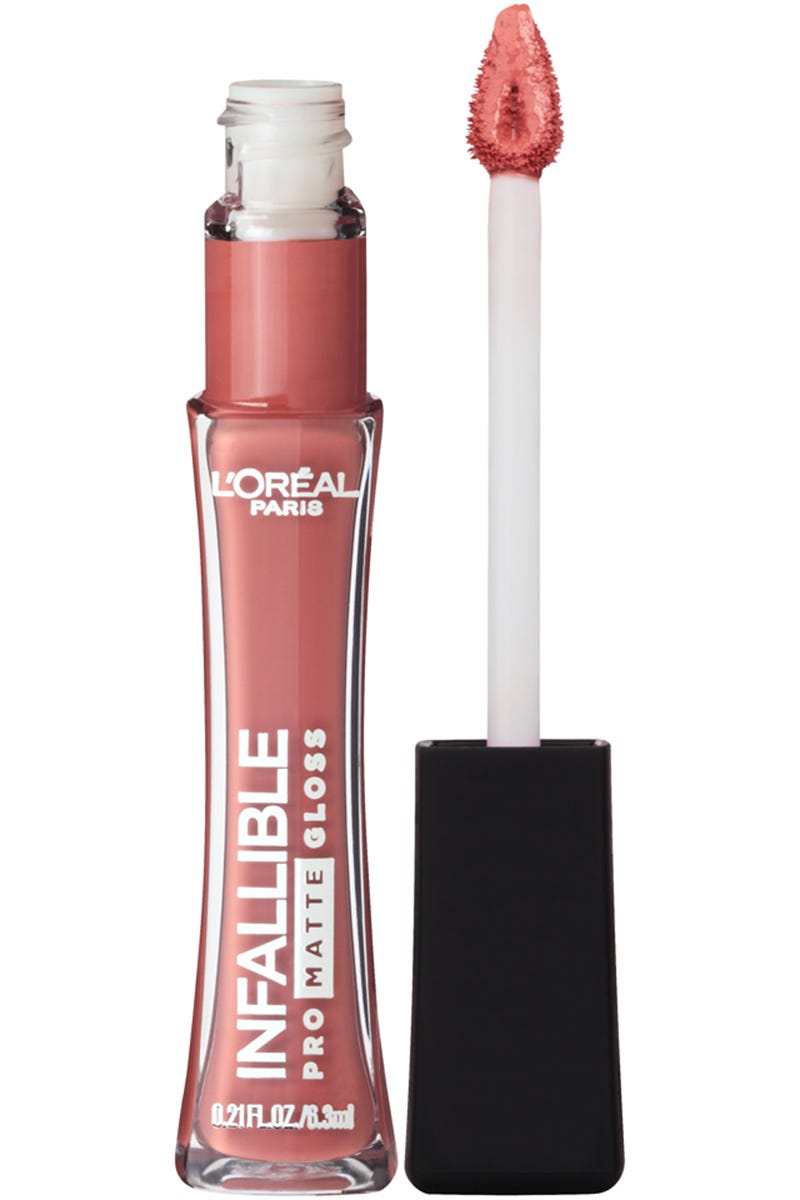<p>"I always go for glosses because they're so much easier to apply when you're running around without a mirror than lipstick is, but the downside is they don't have a ton of staying power. This creamy, sort-of-matte-sort-of-not one does and you get full coverage with a light swipe."</p><p><strong>L'Oréal Paris</strong> Infallible Pro Matte Gloss in Bare Attraction, $10, <a href="http://www.ulta.com/ulta/browse/productDetail.jsp?productId=xlsImpprod13501021#" target="_blank">ulta.com</a>.</p>