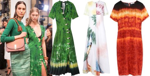 <p>Haute and hippy, tie dye is having a major moment. Our pick? Gradient-style floaty dresses in ladylike silhouettes.</p><p>          <i> Altuzarra dress, $2,350, <strong><a href="https://shop.harpersbazaar.com/designers/a/altuzarra/ilari-tie-dye-dress-        8831.html" target="_blank">shopBAZAAR.com</a></strong>; Rosie Assoulin dress, $3,495, <strong><a href="https://shop.harpersbazaar.com/designers/r/rosie-assoulin/gonzo-tie-dye-gown-9108.html" target="_blank">shopBAZAAR.com</a></strong>; Altuzarra dress, $2,350, <strong><a href="https://shop.harpersbazaar.com/designers/a/altuzarra/red-multi-tie-dye-dress-8975.html" target="_blank">shopBAZAAR.com</a></strong><span class="redactor-invisible-space">.</span></i><br></p>