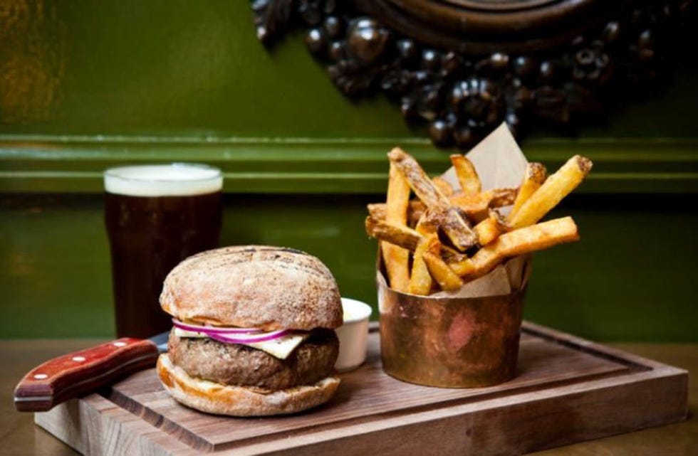<p>This is our favorite beef-less burger. A more Meditteranean option awaits you at <a href="http://www.acehotel.com/newyork" target="_blank">The Ace Hotel</a>'s The Breslin in the Flatiron district, where a chargrilled lamb burger with feta, cumin mayo is served on a crusty ciabatta roll and served with heavenly thrice cooked chips. Packed with flavor and deliciously unexpected, this is a nice departure from the basics but still offers all the comfort-food level qualities of a bar menu staple.</p><p><a href="http://www.thebreslin.com/" target="_blank"><em>The Breslin, 16 West 29th Street</em></a><a href="http://www.thebreslin.com/"><em></em></a><span class="redactor-invisible-space"></span></p>