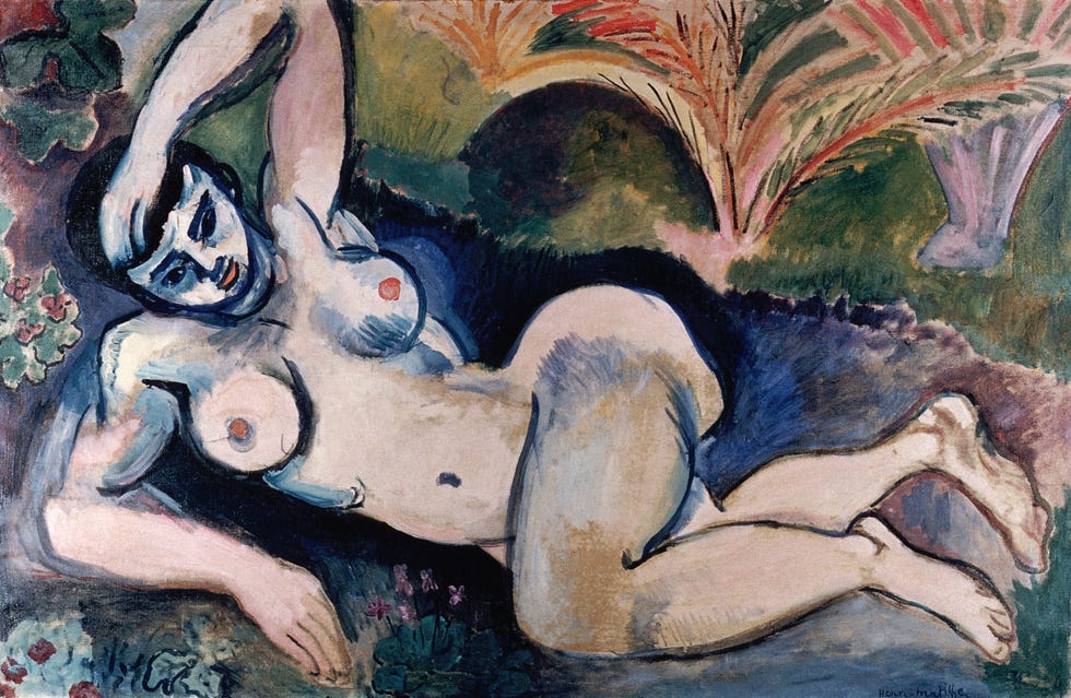 <p>This masterpiece is one of Matisse's early Fauvist paintings, known for their wild colors and fluid gestural lines. Matisse's model was not actually blue, of course, but the artist's eye steered him towards the subtle shadings of color that reflected his feeling rather than reality, creating paintings with deep emotional charge that still resonate today.</p>