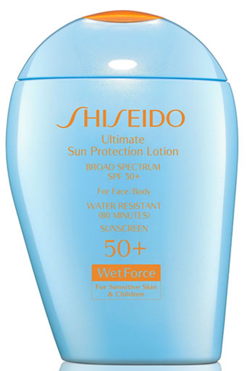 <p>Perfect for tossing in your straw tote on a weekend getaway, this sunscreen won't irritate even the most sensitive-skinned in your family, including the kids.<br></p><p><strong>Shiseido</strong> Ultimate Sun Protection Lotion SPF 50+, $42, <a href="http://www.shiseido.com/ultimate-sun-protection-lotion-wetforce/0730852119543,en_US,pd.html&q=sunscreen&">shiseido.com</a><br></p>