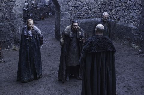 Sansa, Jon, and Davos on Game of Thrones