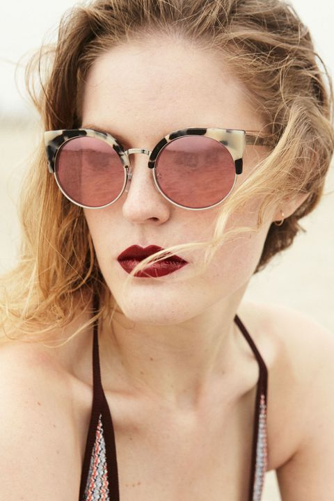 <p>Classic tortoiseshell calls for a deeply glamorous red lip. If you have a cooler complexion, go for a blue-tinged shade. If you're warm-toned, a tangerine or coral is your best match (<em>see above</em>). </p><p><br></p><p>Her Lip: <em><strong>Smashbox</strong> 'Be Legendary' Cream Lipstick in Fig, $21, </em><a href="http://shop.nordstrom.com/s/smashbox-be-legendary-cream-lipstick/3259717?&cm_mmc=Mindshare_Nordstrom-_-JuneShoes-_-Hearst-_-proactive" target="_blank"><em>nordstrom.com</em></a> </p><p><br></p><p>Her Look: <em><strong>SUPER by RetroSuperFuture</strong> 'Ilaria Gel' 55mm Cat Eye Sunglasses, $300, </em><em><a href="http://shop.nordstrom.com/s/super-by-retrosuperfuture-ilaria-gel-55mm-cat-eye-sunglasses/4331420?&cm_mmc=Mindshare_Nordstrom-_-JuneShoes-_-Hearst-_-proactive" target="_blank">nordstrom.com</a>; <strong>Tory Burch</strong> Sadie Dress, $395, </em><a href="https://www.toryburch.com/sadie-dress/26270.html?dwvar_26270_color=981&cgid=clothing-dresses&start=23" target="_blank"><em>toryburch.com</em></a></p>
