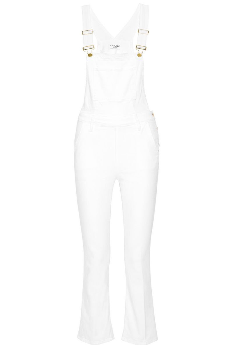 white jean overalls