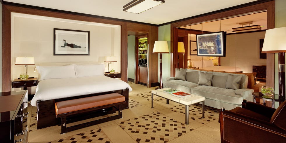 <p>The sleek, sophisticated, almost boys-club answer to its feminine and traditional sister hotel, The Dorchester, <a href="https://www.dorchestercollection.com/en/london/45-park-lane/" target="_blank">45 Park Lane</a> features 45 sharply outfitted suites designed by New York based designer Thierry Despont. A superb steakhouse, <a href="https://www.dorchestercollection.com/en/london/45-park-lane/restaurant-bars/cut-at-45-park-lane/" target="_blank">CUT by Wolfgang Puck</a>, and a <a href="https://www.dorchestercollection.com/en/london/45-park-lane/restaurant-bars/bar-45/" target="_blank">bar with an adjacent sports lounge</a> are ideal for watching football matches galore. This property has a much more boutique feel for businessmen looking for something more designed than a corporate accommodation or a bachelor who prefers a more masculine feel. In comparison to the eventful Dorchester, 45 Park Lane feels a bit more subdued—ideal for those looking for the service standards of a famed establishment, without the fuss. <br></p><p><br></p><p><em><a href="https://www.dorchestercollection.com/en/london/45-park-lane/" target="_blank">45 Park Lane</a>;  45 Park Lane, W1K 1PN UK, +44 0207 629 8888</em><em>.</em><br></p>