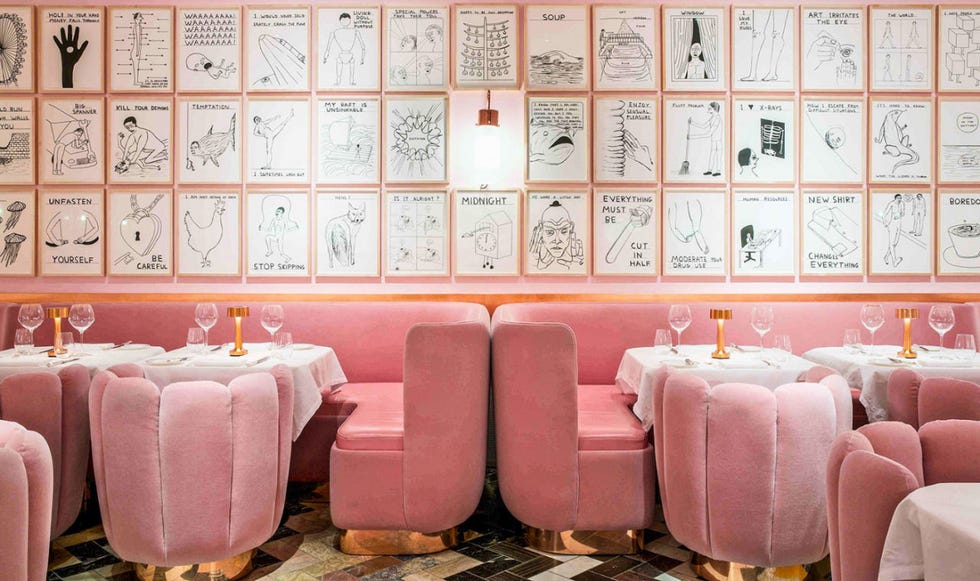   <p>Sketch has one of the most interesting dining rooms and décor of any we've ever seen. It's very pink, very sweet–but quite chic.  Afternoon tea is the time to go to enjoy the décor, you'll likely feel like a modern-day Marie Antoinette or Alice in Wonderland as you indulge in sweets while feeling like you're wearing rose-colored glasses. For dinner, bring a large group of friends–after dinner the crowd is lively and up for late night dancing.<br></p><p><br></p><p><em><a href="http://sketch.london" target="_blank">sketch</a>;  9 Conduit St, London W1S 2XG, +44 020 7659 4500.</em></p>