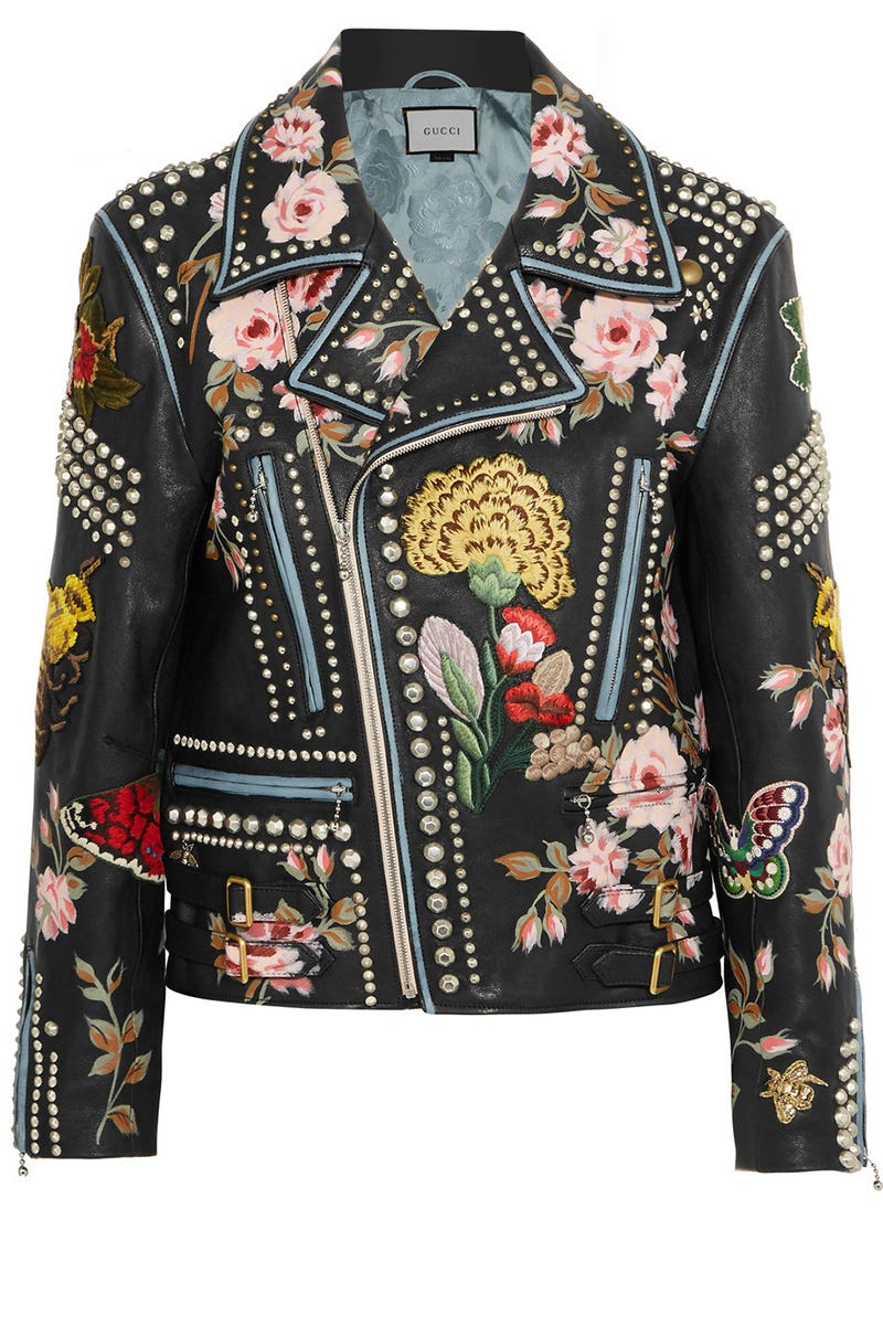 <p>British women tend to dress in layers more due to weather, which is a good excuse for us to own fabulous statement jackets! This Gucci leather jacket is hand-embroidered and hand-painted so each one is unique.</p><p><br></p><p><em>Gucci Floral jacket, $13,000, <a href="https://www.net-a-porter.com/us/en/product/682451?cm_mmc=ProductSearchPLA-_-US-_-Clothing-_-Jackets-Google&gclid=Cj0KEQjwt-G8BRDktsvwpPTn1PkBEiQA-MRsBfOOOf3v5pcs9SMYiYJqKCRrvoULTbE_1DeFDA404MIaAg-b8P8HAQ" target="_blank"><strong>net-a-porter.com</strong></a></em></p>