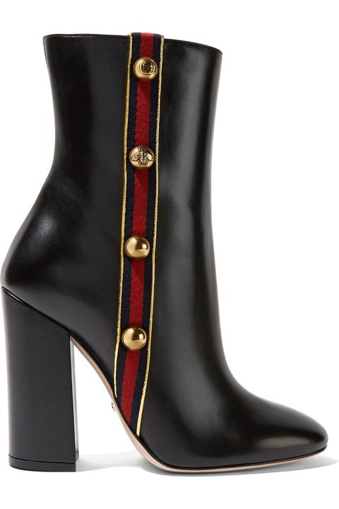 <p><em>Gucci boots, $1,250, <a href="https://www.net-a-porter.com/us/en/product/714150/gucci/embellished-canvas-trimmed-leather-ankle-boots" target="_blank">net-a-porter.com</a>.</em></p>