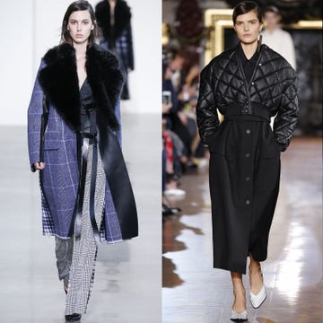 Footwear, Sleeve, Textile, Outerwear, Fashion show, Winter, Style, Fashion model, Runway, Pattern, 
