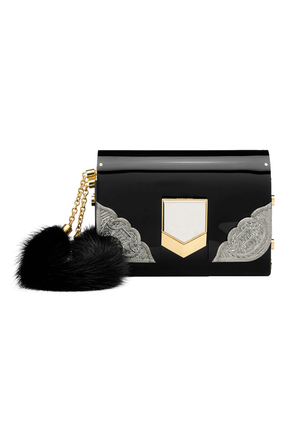 <p>This mixed-media box clutch is like the glamorous 1920s come alive in the palm of your hand.&nbsp;The enamel, acrylic, engraved metal, and fur evening bag features an exclusive patented push lock closure and a fluffy&nbsp;fur bauble that isn't just a bauble—it's a gold wristlet loop. <em data-redactor-tag="em" data-verified="redactor">$2095, </em><em data-redactor-tag="em" data-verified="redactor"><a href="http://us.jimmychoo.com/en/women/new-arrivals/lockett-minaudiere/black-mix-acrylic-with-engraved-metal-and-fur-clutch-bag-LOCKETTMINAUDIEREAEM010045.html?cgid=women-newarrivals#start=1" target="_blank">jimmychoo.com</a></em></p>