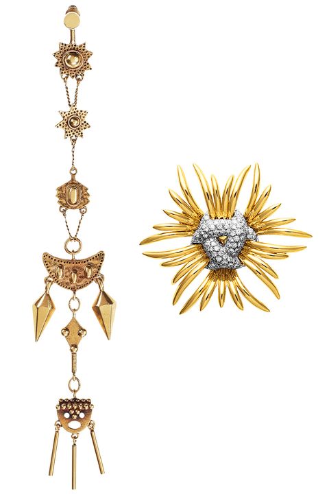 <p>Get noticed in blue with gold jewelry, like a&nbsp;sparkling brooch or earring.&nbsp;<span class="redactor-invisible-space" data-verified="redactor" data-redactor-tag="span" data-redactor-class="redactor-invisible-space"></span></p><p><em data-redactor-tag="em" data-verified="redactor">Chloé earring, $570,&nbsp;<a href="http://www.shopbazaar.com/" target="_blank">shopBAZAAR.com</a>;&nbsp;</em><em data-redactor-tag="em" data-verified="redactor">Verdura brooch, price upon request,&nbsp;212-758-3388.</em></p>