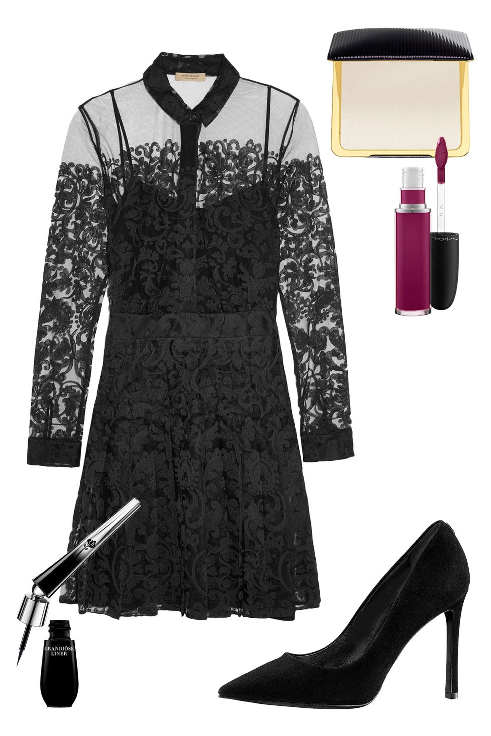 <p>This sheer Italian lace number&nbsp;is sharp, dark, and sexy—the quintessential girl-power look for a night on the town with your VIP squad.</p><p><br>
</p><p><em data-redactor-tag="em">Burberry Lace Shirt Dress, $1795, <a href="https://us.burberry.com/lace-shirt-dress-p40233821" target="_blank">burberry.com</a>; Louis Vuitton Rendevous Pump, $745, <a href="http://us.louisvuitton.com/eng-us/products/rendez-vous-pump-014171#" target="_blank">louisvuitton.com</a>; Tom Ford Black Orchid Solid Perfume, $190, <a href="http://www.neimanmarcus.com/TOM-FORD-Black-Orchid-Solid-Perfume-6-2-mL-Fragrances/prod192440004_cat10470744__/p.prod?icid=&amp;searchType=EndecaDrivenCat&amp;rte=%252Fcategory.jsp%253FitemId%253Dcat10470744%2526pageSize%253D117%2526No%253D0%2526refinements%253D&amp;eItemId=prod192440004&amp;cmCat=product" target="_blank">neimanmarcus.com</a>; Lancome Grandiose Liner, $32, <a href="http://shop.nordstrom.com/s/lancome-grandiose-liner/4434418" target="_blank">nordstrom.com</a>; MAC Retro Matte Liquid Lipcolour in Oh Lady, $21, <a href="http://shop.nordstrom.com/s/mac-retro-matte-liquid-lipcolour/4271260" target="_blank">nordstrom.com</a></em></p><p>For more shop at <a href="https://www.westfield.com/products/collection/night-out?utm_source=Hearst&amp;utm_medium=Bazaar&amp;utm_content=Night-Out" target="_blank">Westfield</a></p>