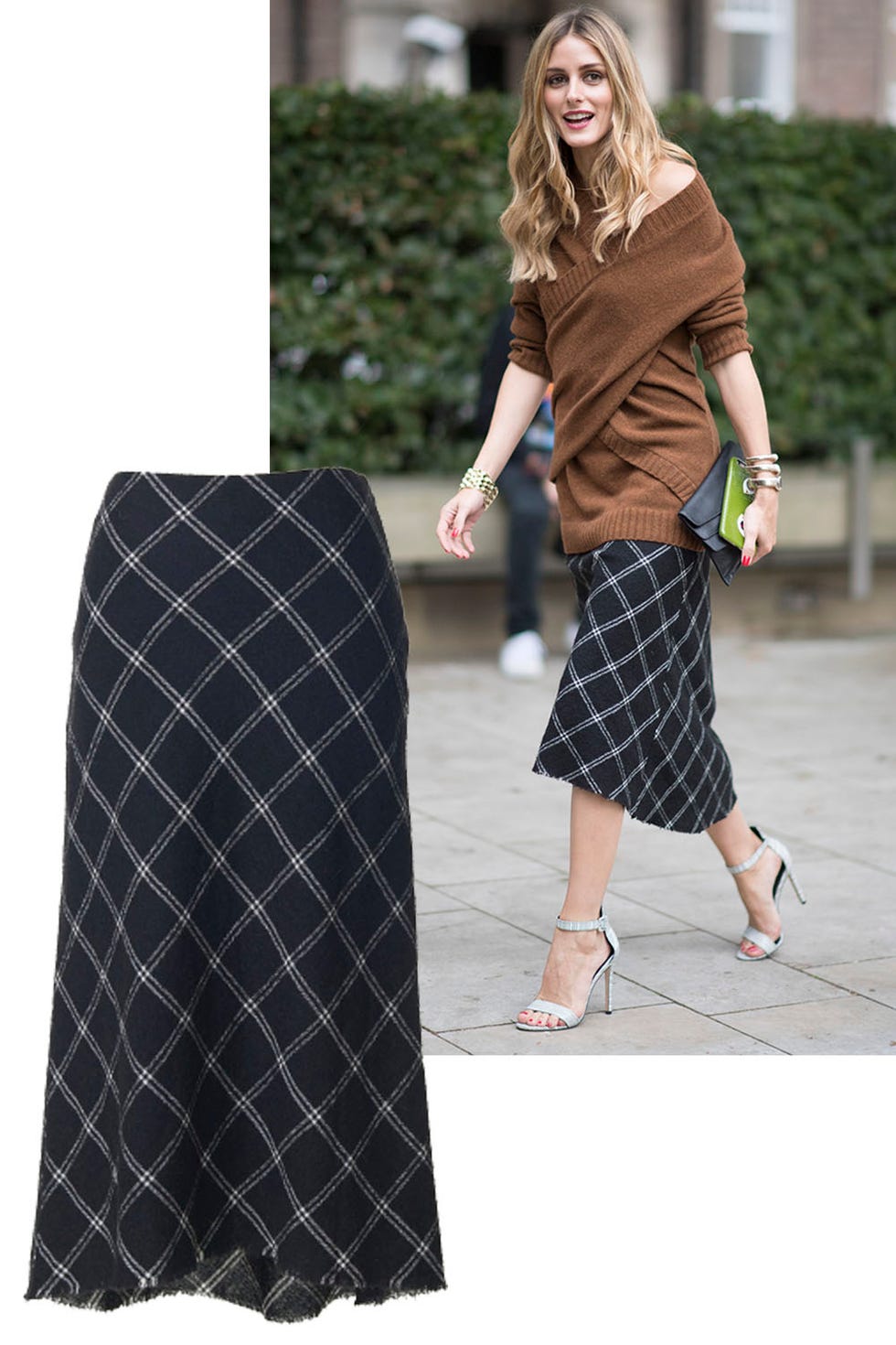 <p>Olivia Palermo gave a girly take on grunge, and we're taking notes.&nbsp;</p><p><em data-verified="redactor" data-redactor-tag="em">Tibi skirt, $495, <strong data-redactor-tag="strong" data-verified="redactor"><a href="https://shop.meltsflow.com/designers/t/tibi/salome-plaid-bias-dress-9513.html" target="_blank">shopBAZAAR.com</a></strong> (similar style).&nbsp;</em></p>
