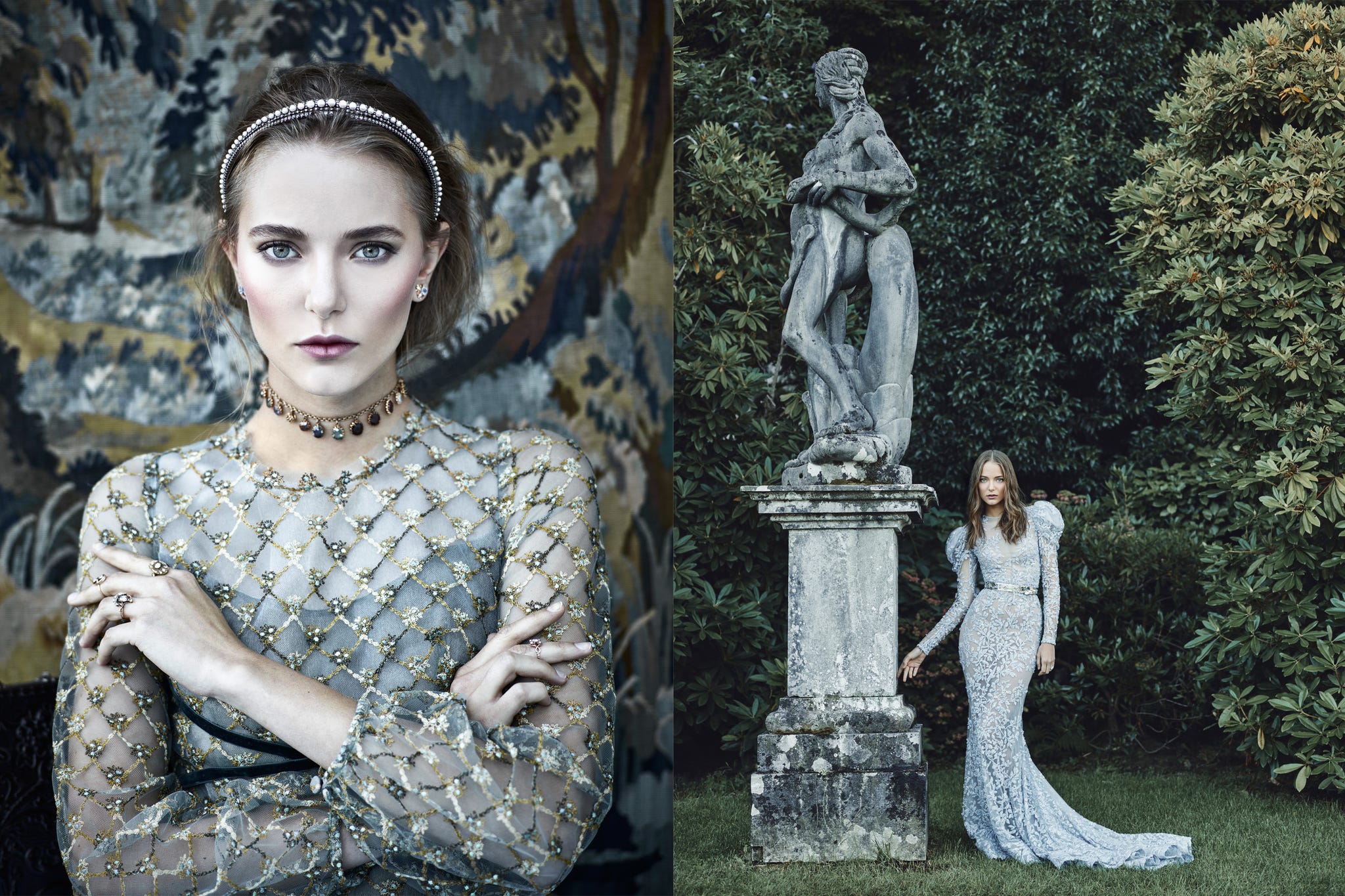 Human, Dress, Beauty, Eyelash, Jewellery, Headpiece, Hair accessory, Sculpture, Day dress, Makeover, 