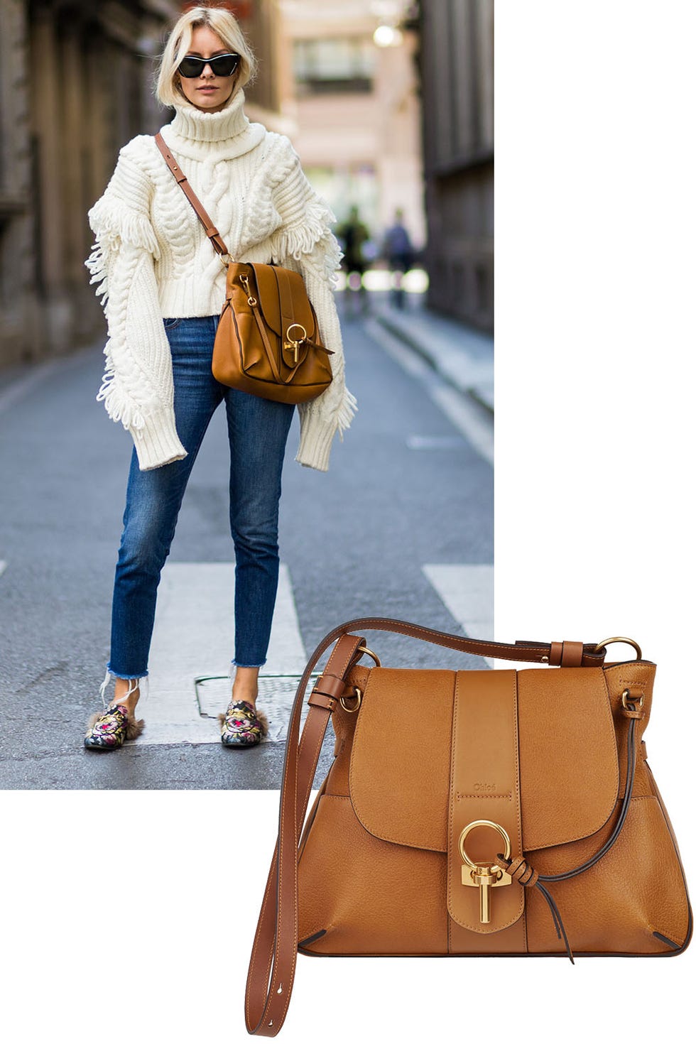 <p>Haute and hands-free, a cross-body bag was the accessory of choice.&nbsp;</p><p><em data-redactor-tag="em" data-verified="redactor">Chloe handbag, $2,050, <strong data-redactor-tag="strong" data-verified="redactor"><a href="https://shop.meltsflow.com/c/chlo/lexa-in-soft-grain-lambskin-and-smooth-calfskin-9783.html" target="_blank">shopBAZAAR.com</a></strong>.&nbsp;</em></p>