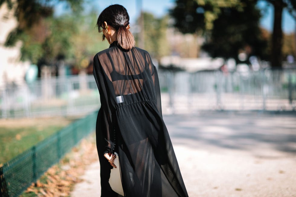 Sleeve, Street fashion, Black hair, Leather, Fashion model, Costume, High heels, Fashion design, Gothic fashion, Shadow, 