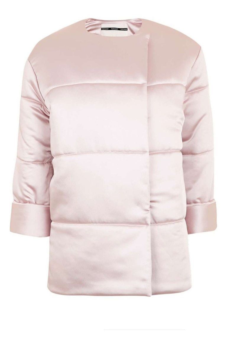 Pink satin hot sale puffer jacket