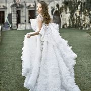 Clothing, Dress, Shoulder, Textile, Photograph, Wedding dress, Bridal clothing, Formal wear, Gown, Bride, 