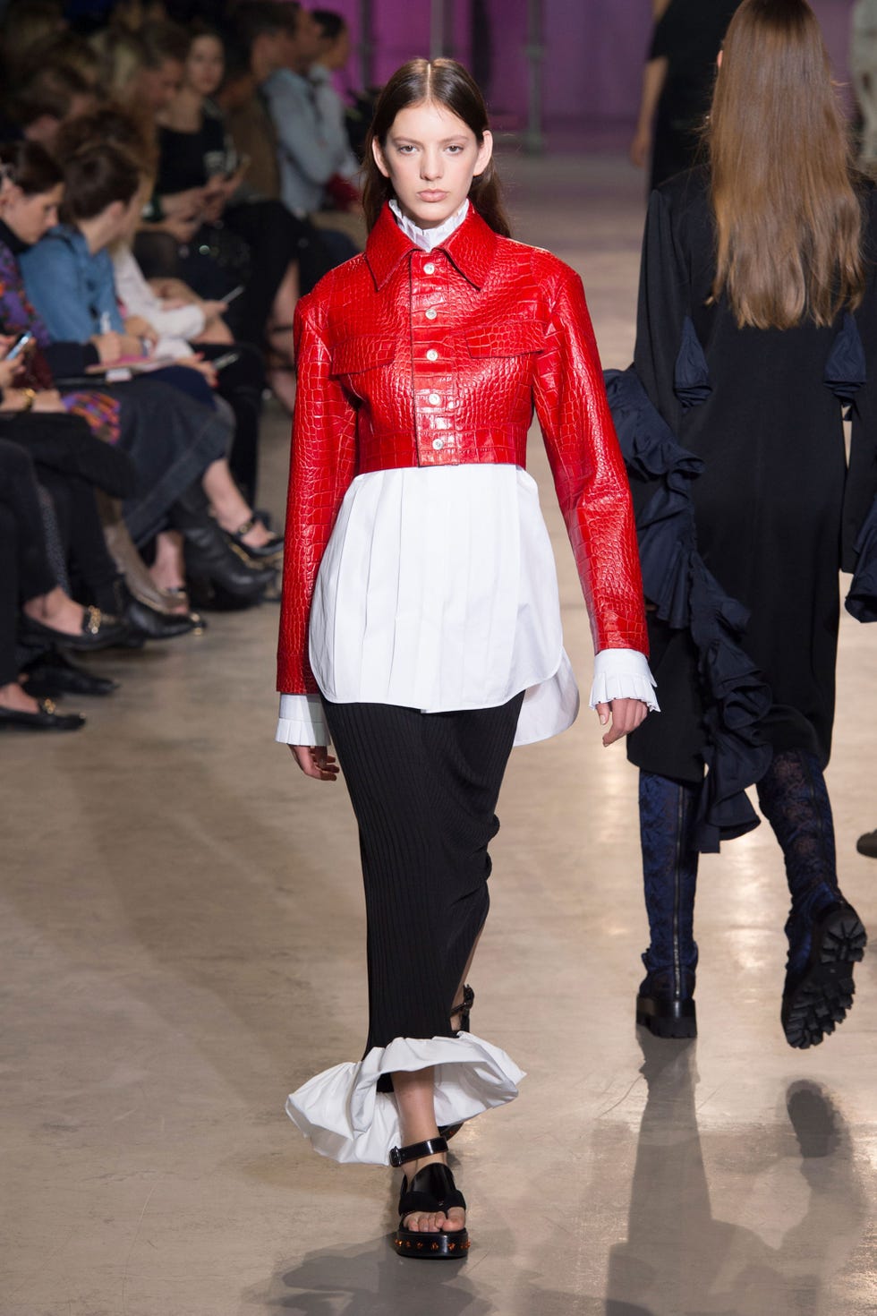 Clothing, Footwear, Leg, Sleeve, Trousers, Joint, Outerwear, Fashion show, Coat, Style, 