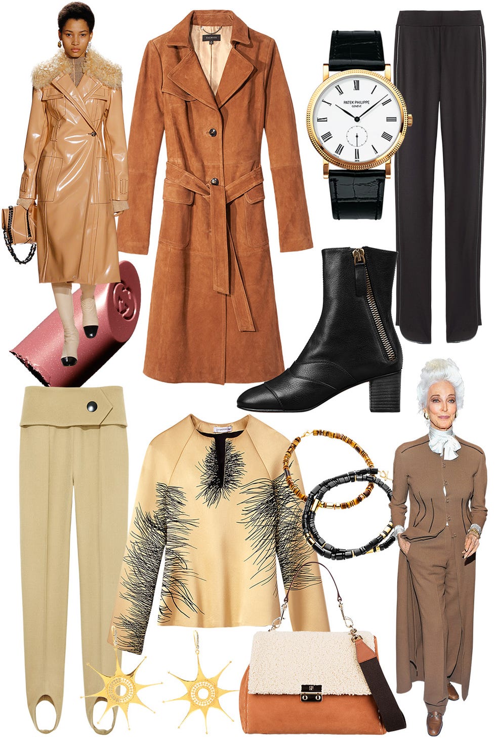 <p><strong data-redactor-tag="strong" data-verified="redactor">STYLIST'S TIP:&nbsp;</strong><span>Elevate wardrobe staples with a glossy camel coat.</span></p><p><span><em data-redactor-tag="em" data-verified="redactor"><strong data-redactor-tag="strong" data-verified="redactor"><br></strong></em></span></p><p><span><em data-redactor-tag="em" data-verified="redactor"><strong data-redactor-tag="strong" data-verified="redactor">Talbots</strong> coat, $799,&nbsp;<a href="https://www.talbots.com/online/home" target="_blank">talbots.com</a>; <strong data-redactor-tag="strong" data-verified="redactor">Patek Philippe</strong> watch, $26,080, <a href="http://www.patek.com/en/home" target="_blank">patek.com</a>; <strong data-redactor-tag="strong" data-verified="redactor">Nic + Zoe </strong>pants, $148, <a href="https://www.nicandzoe.com/" target="_blank">nicandzoe.com</a>; <strong data-redactor-tag="strong" data-verified="redactor">Gucci </strong>Audacious Lipstick in Spring Rose, $39, <a href="http://www.gucci.com/" target="_blank">gucci.com</a>; <strong data-redactor-tag="strong" data-verified="redactor">Marni </strong>pants, $1,690, <a href="http://www.marni.com/us" target="_blank">marni.com</a>; <strong data-redactor-tag="strong" data-verified="redactor">J.W. Anderson</strong> top, $1,345,<a href="http://j-w-anderson.com/" target="_blank">j-w-anderson.com</a>; <strong data-redactor-tag="strong" data-verified="redactor">David Yurman</strong> necklace, $3,900, <a href="http://www.davidyurman.com/" target="_blank">davidyurman.com</a>; <strong data-redactor-tag="strong" data-verified="redactor">Chloé </strong>boot, $995, <a href="http://www.chloe.com/" target="_blank">chloe.com</a>; <strong data-redactor-tag="strong" data-verified="redactor">Hanut Singh </strong>earrings, $6,800, <a href="http://www.hanutsingh.com/" target="_blank">hanutsingh.com</a>; <strong data-redactor-tag="strong" data-verified="redactor">CH Carolina Herrera</strong> bag, $1,500, <a href="http://www.carolinaherrera.com/" target="_blank">carolinaherrera.com</a>.</em><span class="redactor-invisible-space"><em data-redactor-tag="em" data-verified="redactor"></em></span><br></span></p><p><span class="redactor-invisible-space" data-verified="redactor" data-redactor-tag="span" data-redactor-class="redactor-invisible-space"><span class="redactor-invisible-space" data-verified="redactor" data-redactor-tag="span" data-redactor-class="redactor-invisible-space"><span class="redactor-invisible-space" data-verified="redactor" data-redactor-tag="span" data-redactor-class="redactor-invisible-space"><span class="redactor-invisible-space" data-verified="redactor" data-redactor-tag="span" data-redactor-class="redactor-invisible-space"><span class="redactor-invisible-space" data-verified="redactor" data-redactor-tag="span" data-redactor-class="redactor-invisible-space"><span class="redactor-invisible-space" data-verified="redactor" data-redactor-tag="span" data-redactor-class="redactor-invisible-space"><span class="redactor-invisible-space" data-verified="redactor" data-redactor-tag="span" data-redactor-class="redactor-invisible-space"><em data-redactor-tag="em" data-verified="redactor"></em></span></span></span></span></span></span></span></p>