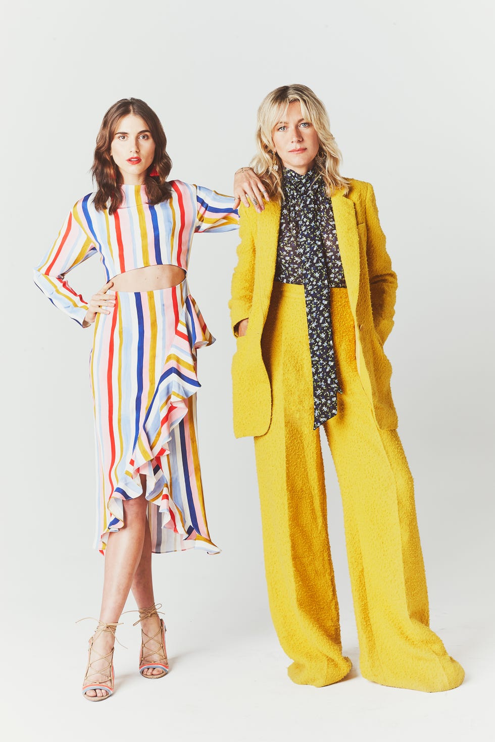 <p><strong data-redactor-tag="strong" data-verified="redactor">Describe your style in three words?</strong></p><p><strong data-redactor-tag="strong" data-verified="redactor">Natalie&nbsp;Joos: </strong>Feminine, eclectic, pleasing.</p><p><strong data-redactor-tag="strong" data-verified="redactor">Langley&nbsp;Fox:</strong> Tomboy meets farmer meets chola.</p><p><strong data-redactor-tag="strong" data-verified="redactor">How would you describe Langley's&nbsp;style?</strong></p><p><strong data-redactor-tag="strong" data-verified="redactor">NJ: </strong>Boyish, funny, edgy.</p><p><strong data-redactor-tag="strong" data-verified="redactor">How would you describe Natalie's style?</strong></p><p><strong data-redactor-tag="strong" data-verified="redactor">LF:</strong> Lady-like.&nbsp;</p><p><em data-redactor-tag="em" data-verified="redactor"><br></em></p><p><em data-redactor-tag="em" data-verified="redactor">On Langley:&nbsp;Tata Naka&nbsp;dress,&nbsp;Paula Cademartori&nbsp;shoes, and&nbsp;The Pistol Club&nbsp;earrings; On&nbsp;Natalie:&nbsp;Max Mara&nbsp;suit and&nbsp;Michael Kors&nbsp;shirt.&nbsp;</em></p>