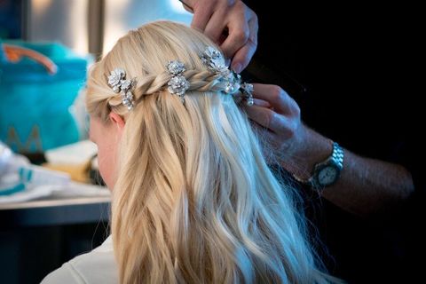 <p><span>Marchesa's Georgina Chapman and Keren Craig added&nbsp;jeweled extras to braided crowns&nbsp;for&nbsp;their Fall 2017 presentation. Follow suit (or sub for fresh flowers)&nbsp;for a&nbsp;look that keeps the focus on your face from the front, but adds dimension and interest at the back.&nbsp;&nbsp;</span></p>