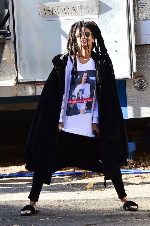 Rihanna Wears T-Shirt of Herself Wearing Hillary Clinton Shirt ...