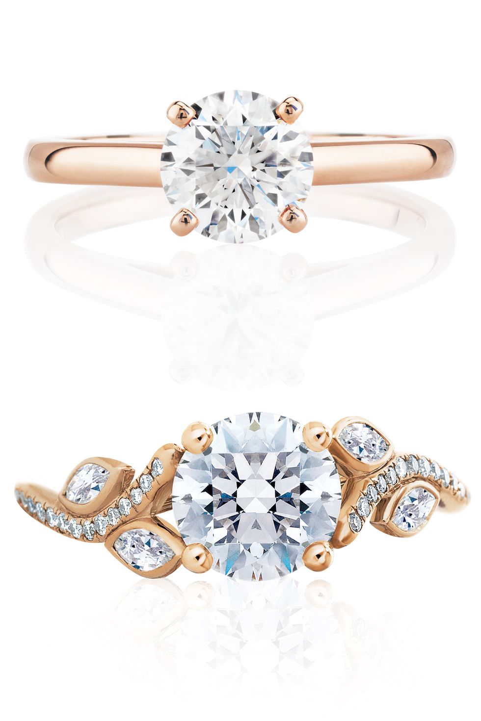 Adonis Rose engagement ring and wedding band, De Beers