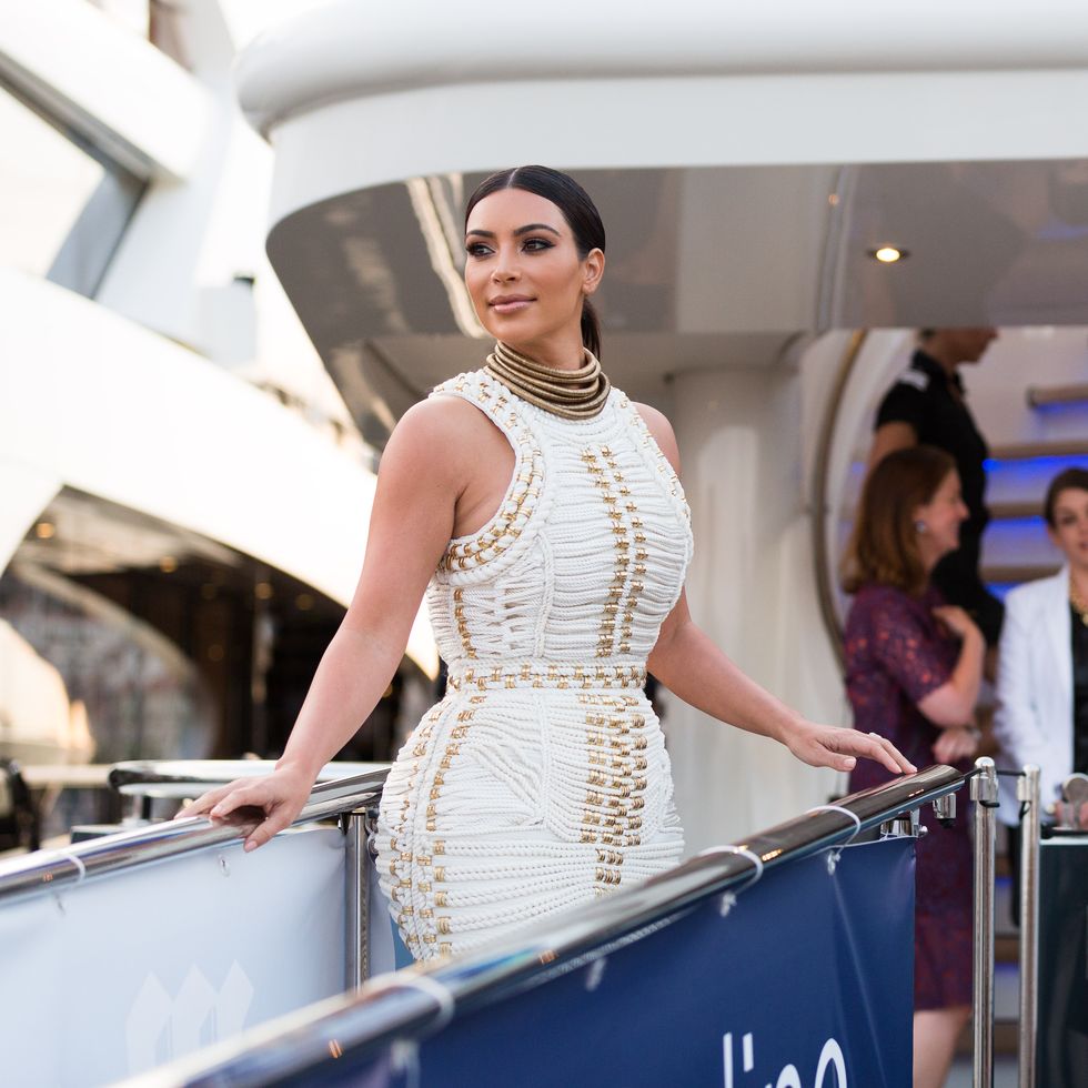 Kim Kardashian Wearing Custom Balmain Dress the Night Was Conceived
