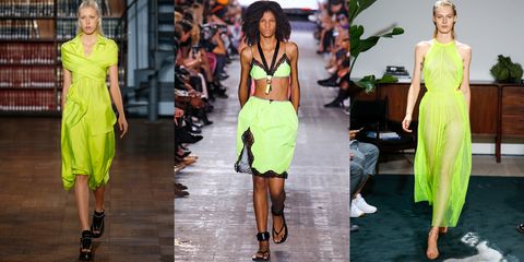 <p>No shrinking violets here. For spring, designers were thinking highlighter- bright, sending out a parade of clothes in notice-me shades.</p>

<p><em data-redactor-tag="em" data-verified="redactor">Sies Marjan, Alexander Wang, and Jason Wu</em></p>