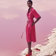 Pink, Magenta, Peach, Day dress, Foot, One-piece garment, Pink, Magenta, Peach, Day dress, Foot, One-piece garment,