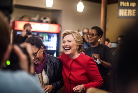 Democratic Nominee for President of the United States former Secretary of State Hillary Clinton meets Ohio voters, accompanied by Congresswoman Marsha Fudge (D-OH), at Angie's Soul Cafe in Cleveland, Ohio Monday October 31, 2016.