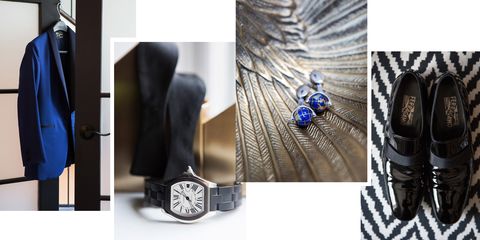 Product, Watch, Analog watch, Suit trousers, Clock, Metal, Silver, Gadget, Everyday carry, Watch accessory, 
