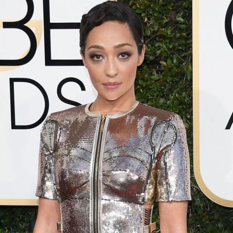 Ruth Negga's Custom Louis Vuitton Golden Globes Gown