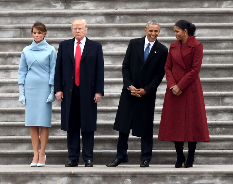 Michelle Obama Wears Red Belted Dress to Donald Trump Inauguration ...