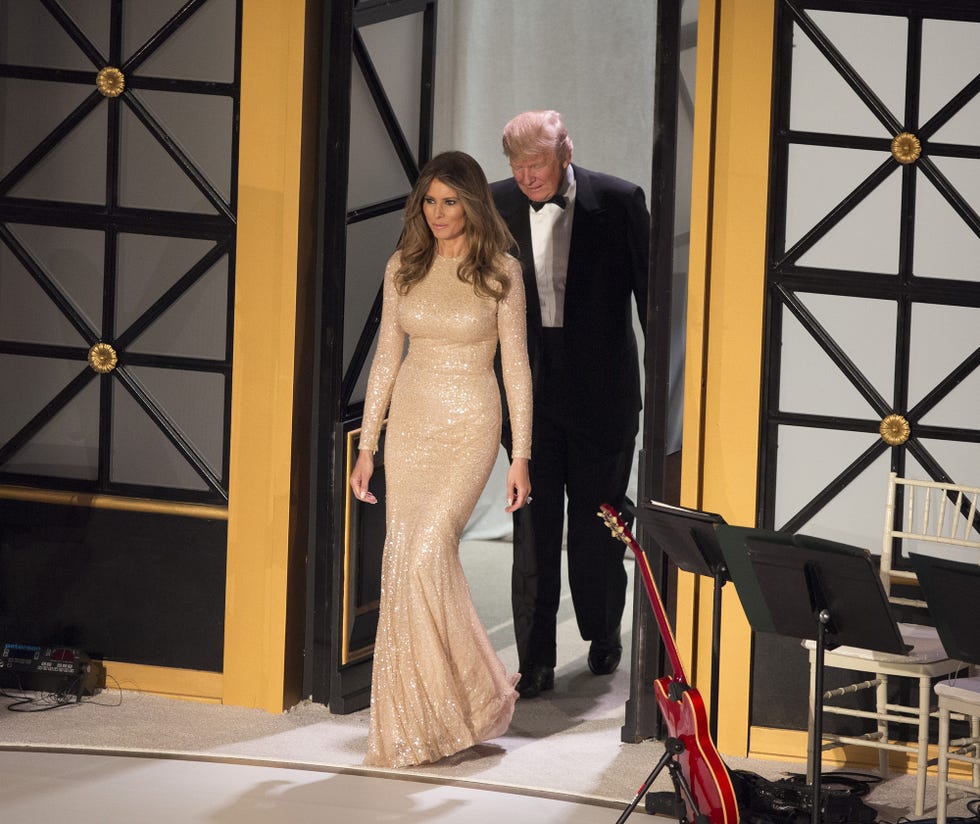 Melania Trump Wears White Hervé Pierre Dress to Inauguration Ball ...