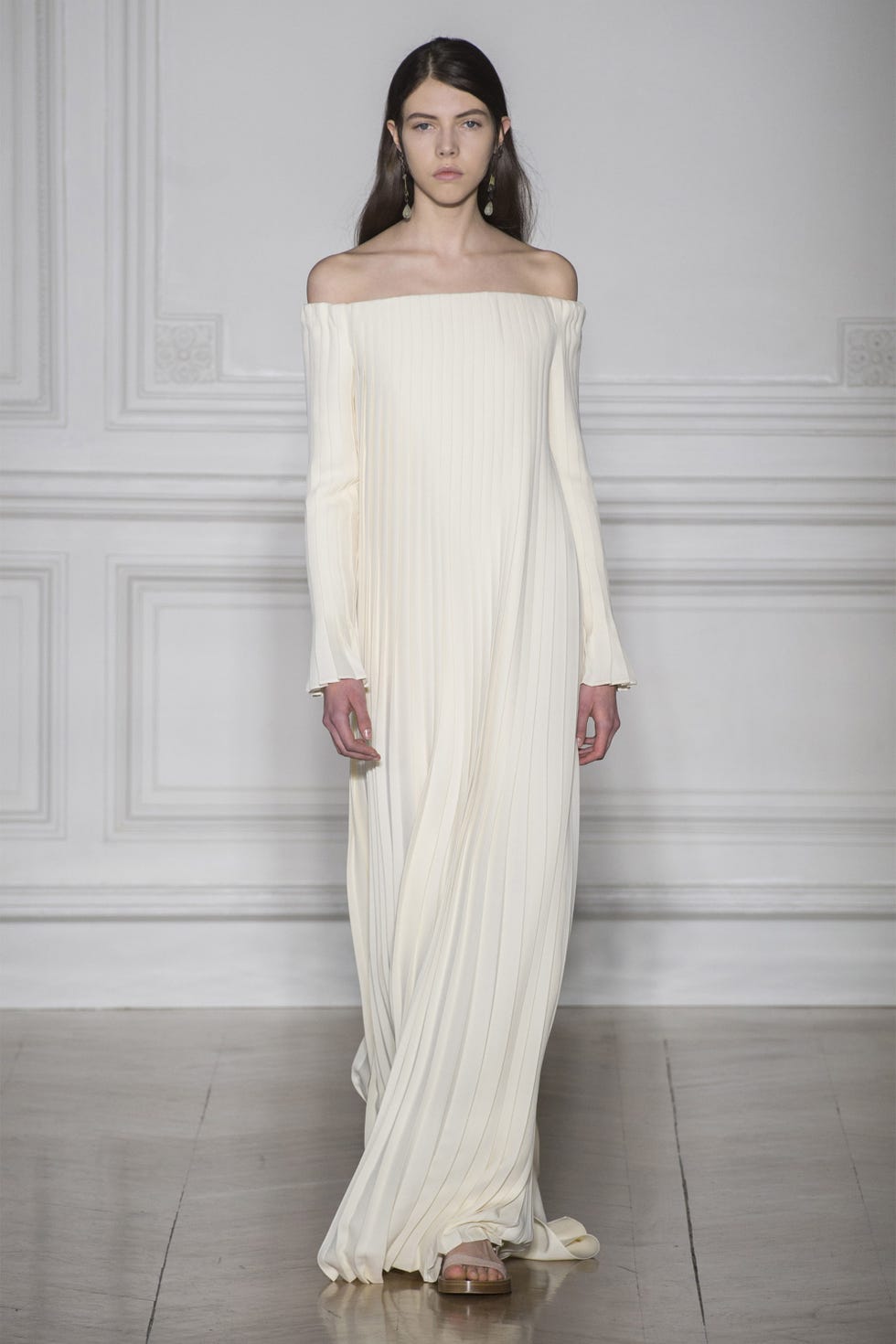 Clothing, Shoulder, Textile, Floor, Joint, White, Dress, Gown, Style, Formal wear, 