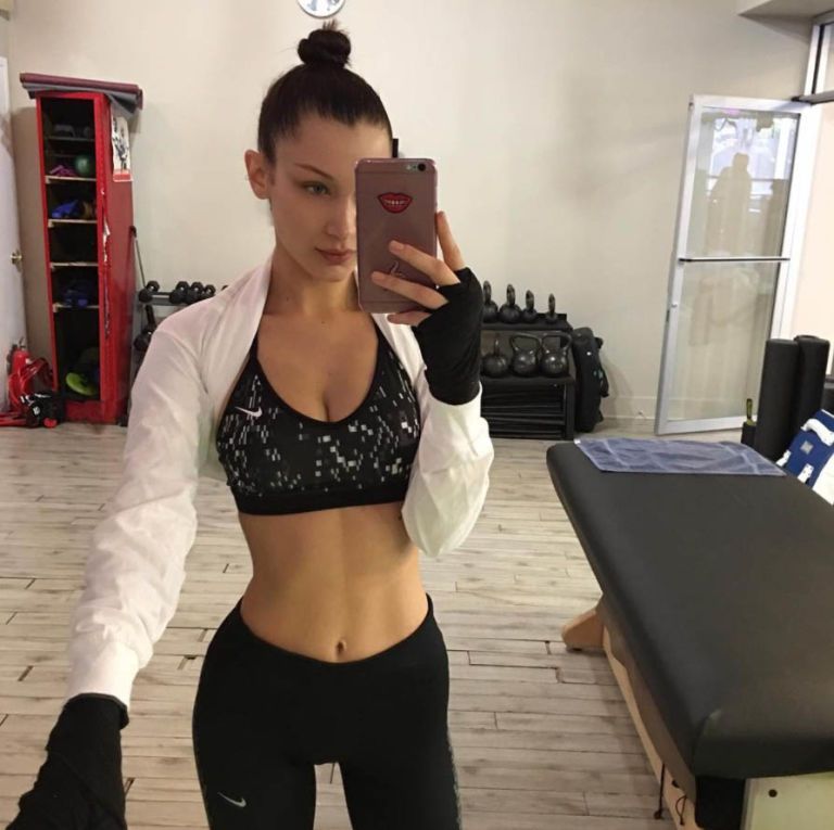 <p>Model Bella Hadid also happens to be the face of Nike, so she's no stranger to hardcore exercise. Like most women, she prefers to whip her hair into a sleek bun when she's in the gym (use gel or a conditioning oil to do so).&nbsp;</p>