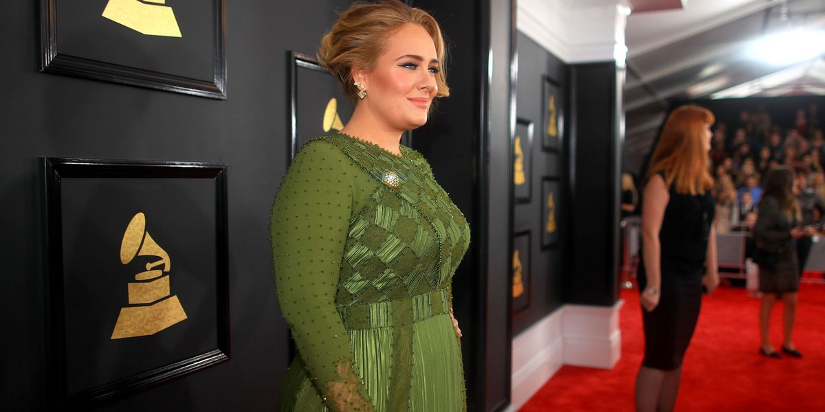 OMG Adele's Grammys dress is the lushest green we've seen in forever -  HelloGigglesHelloGiggles