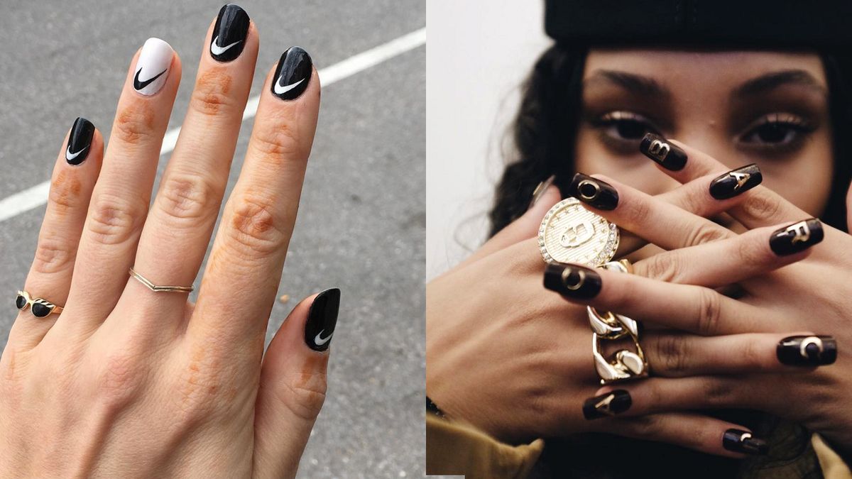 Louis Vuitton Press on Nails  Gucci nails, Gold acrylic nails