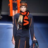 Sleeve, Textile, Pattern, Style, Headgear, Street fashion, Fashion, Orange, Electric blue, Fashion model, 