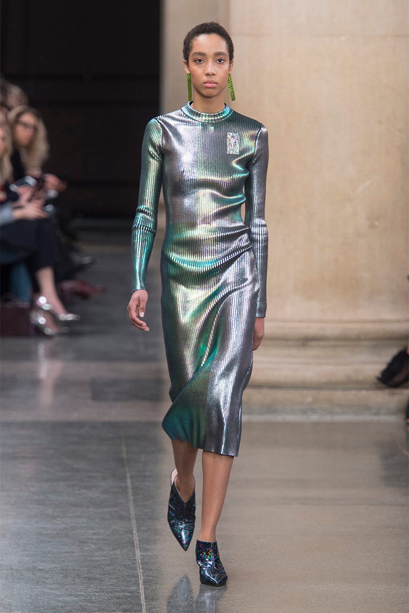 Clothing, Footwear, Shoulder, Fashion show, Runway, Style, Fashion model, Dress, Waist, Fashion, 