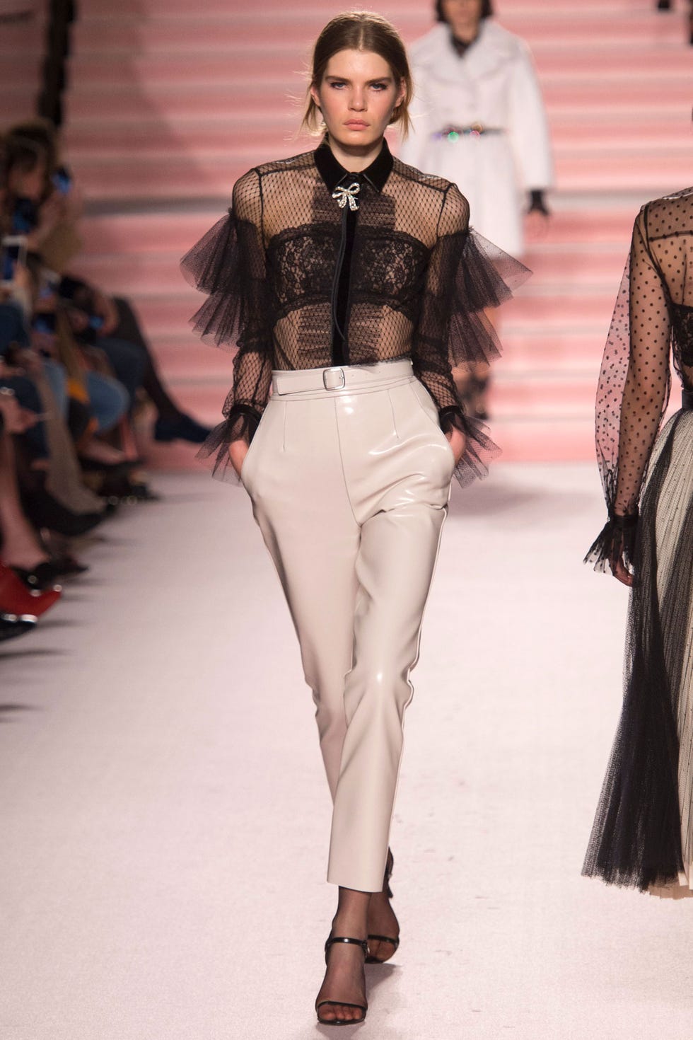 Clothing, Fashion show, Shoulder, Runway, Textile, Joint, Outerwear, Fashion model, Style, Waist, 