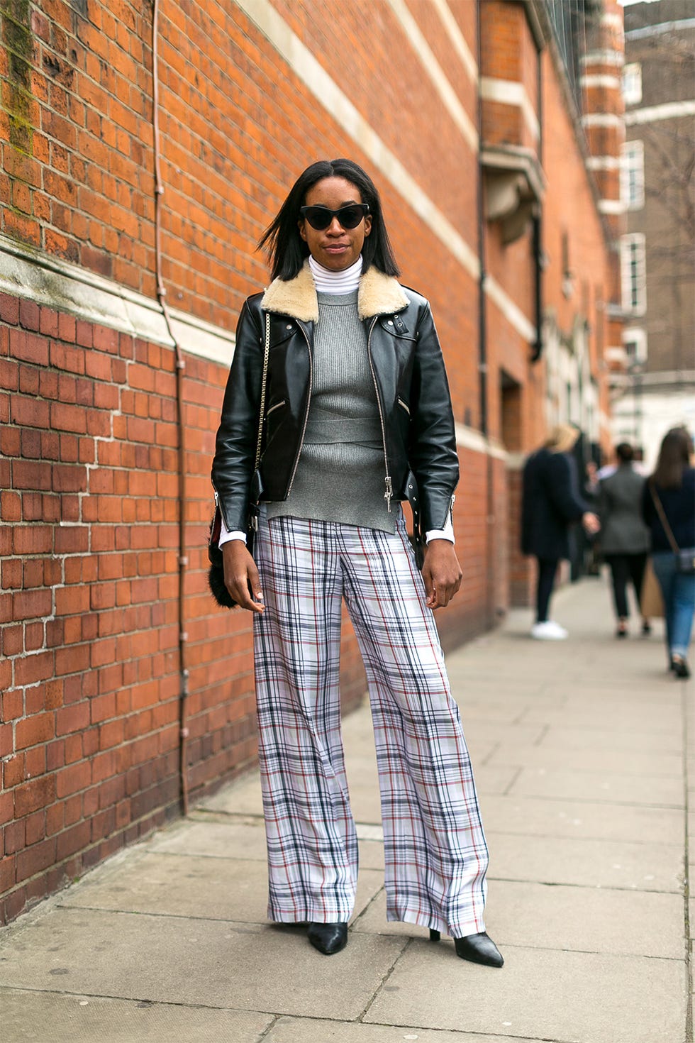 Clothing, Eyewear, Vision care, Sunglasses, Trousers, Brick, Textile, Outerwear, Collar, Street fashion, 