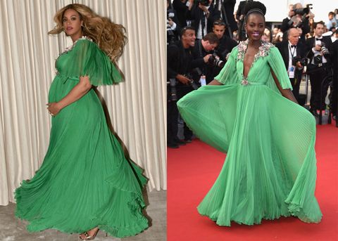 Beyonce Wore Same Green Gucci Gown As Lupita - Beyonce Green Gucci Gown Beauty & The Movie Premiere
