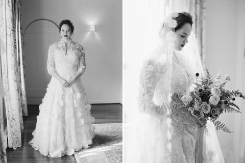 Wedding dress, Bride, Gown, Photograph, Dress, Bridal clothing, Clothing, Bridal accessory, Bridal veil, Bridal party dress, 